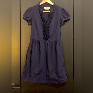Staring at Stars sz S dress in deep purple; side-zip WITH POCKETS, velvet trim